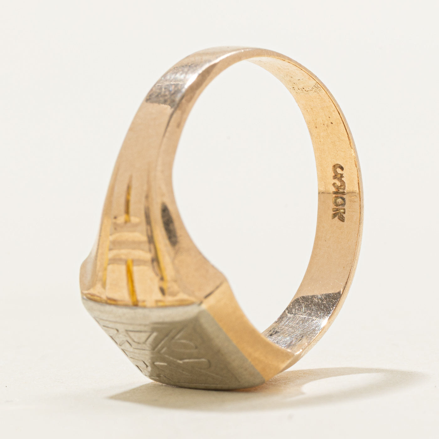 10K Two Tone Gold "RR" Initial Signet Ring | SZ 9 |