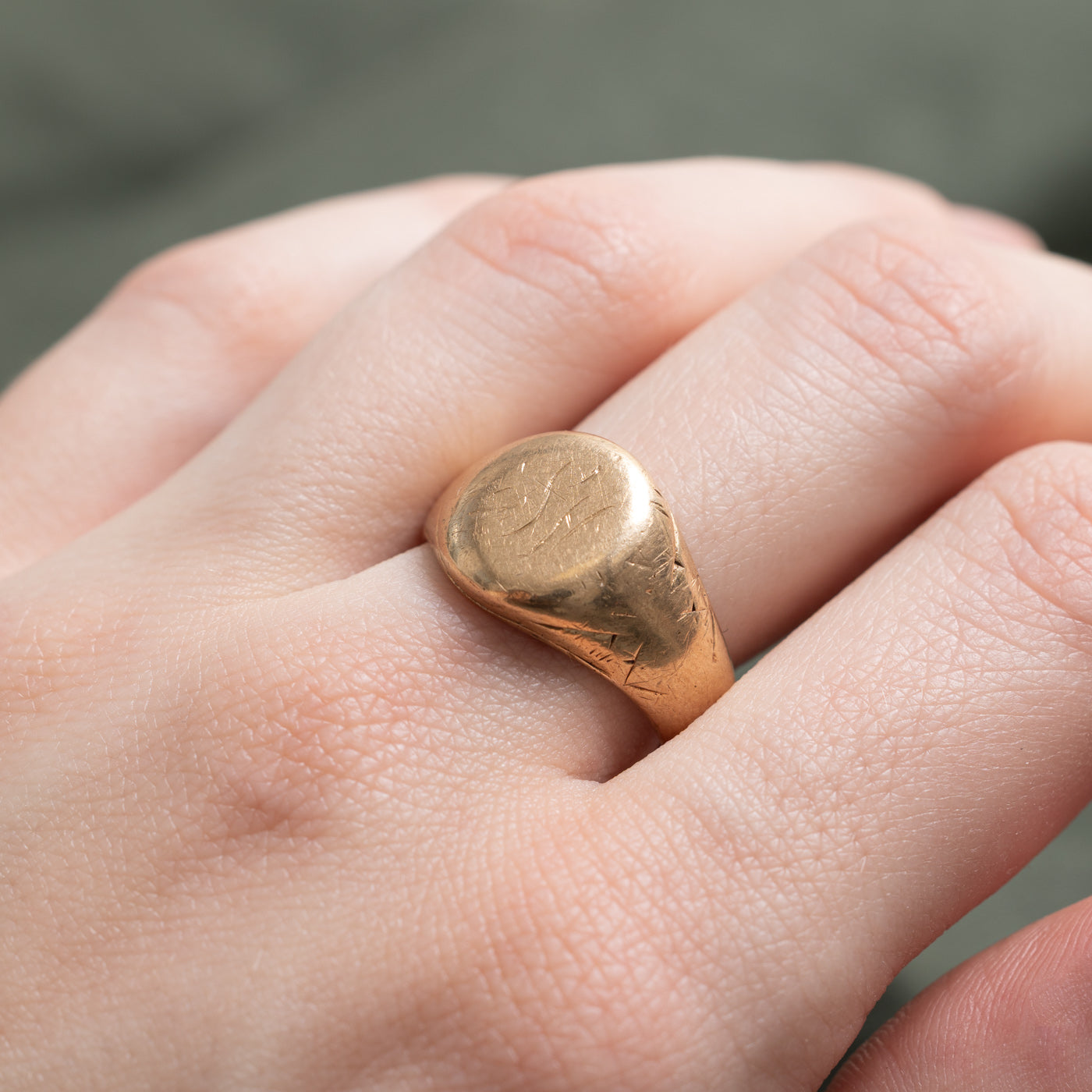 14K Yellow Gold "SH" Initial Signet Ring | SZ 9 |