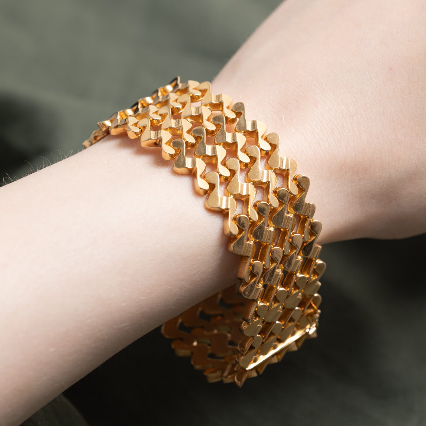 Vintage Italian 18K Yellow Gold Fancy Link Thick Chain Bracelet | 25mm | 7.5" |