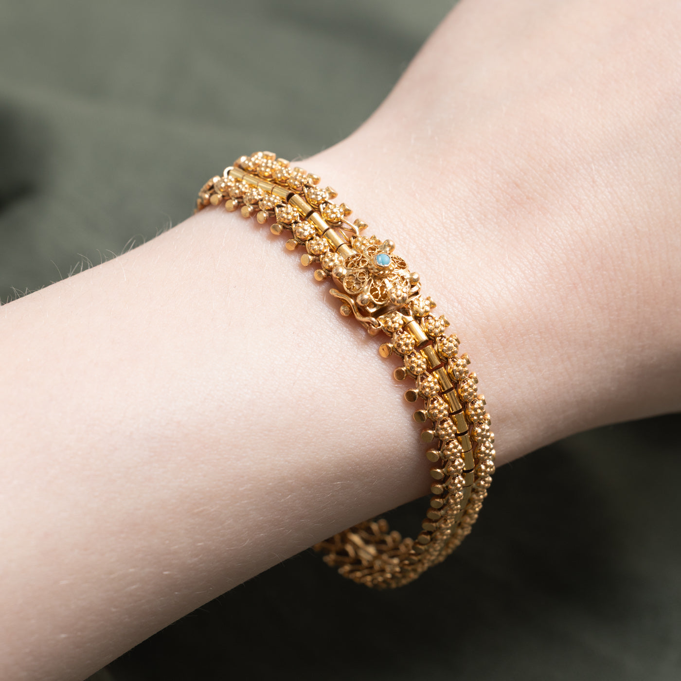 Bracelet vintage portugais à maillons ornés en or 19 carats | 11,29 mm | 17,1 cm |