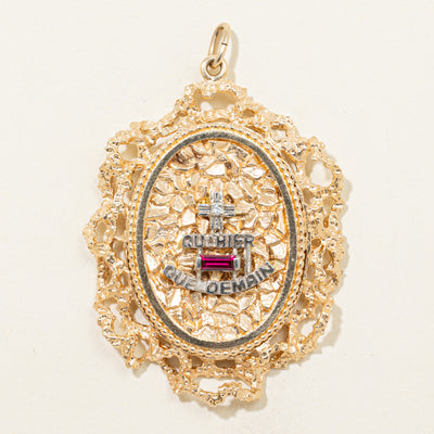 Synthetic Ruby & Diamond French Augis Love Pendant | 0.17ct, 0.01ct