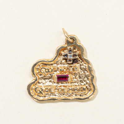 Synthetic Ruby & Diamond French Augis Love Pendant | 0.12ct, 0.005ct