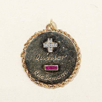 Synthetic Ruby & Diamond French Augis LovePendant | 0.10ctw, 0.05ctw