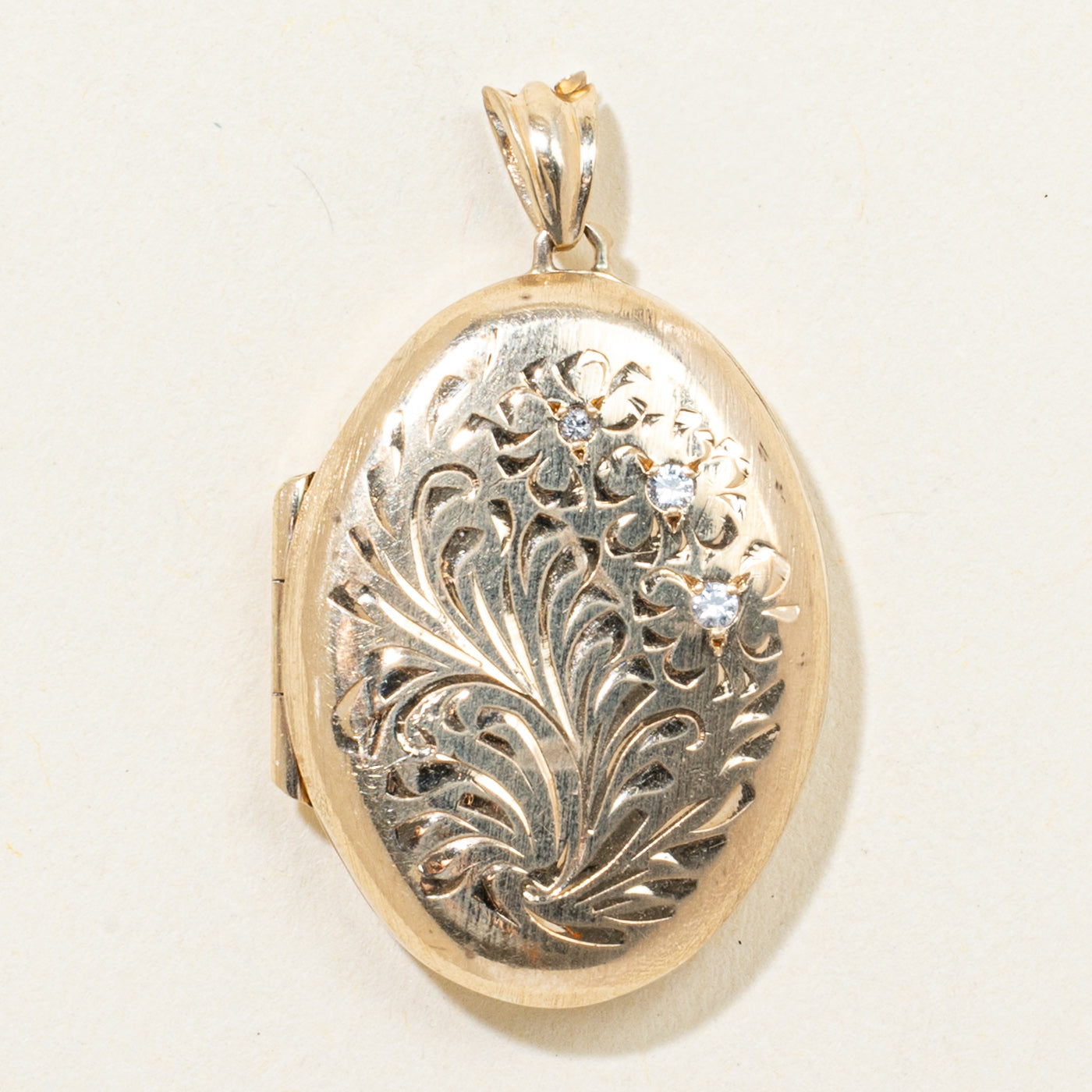 Floral Engraved Diamond Locket Pendant | 0.04ctw