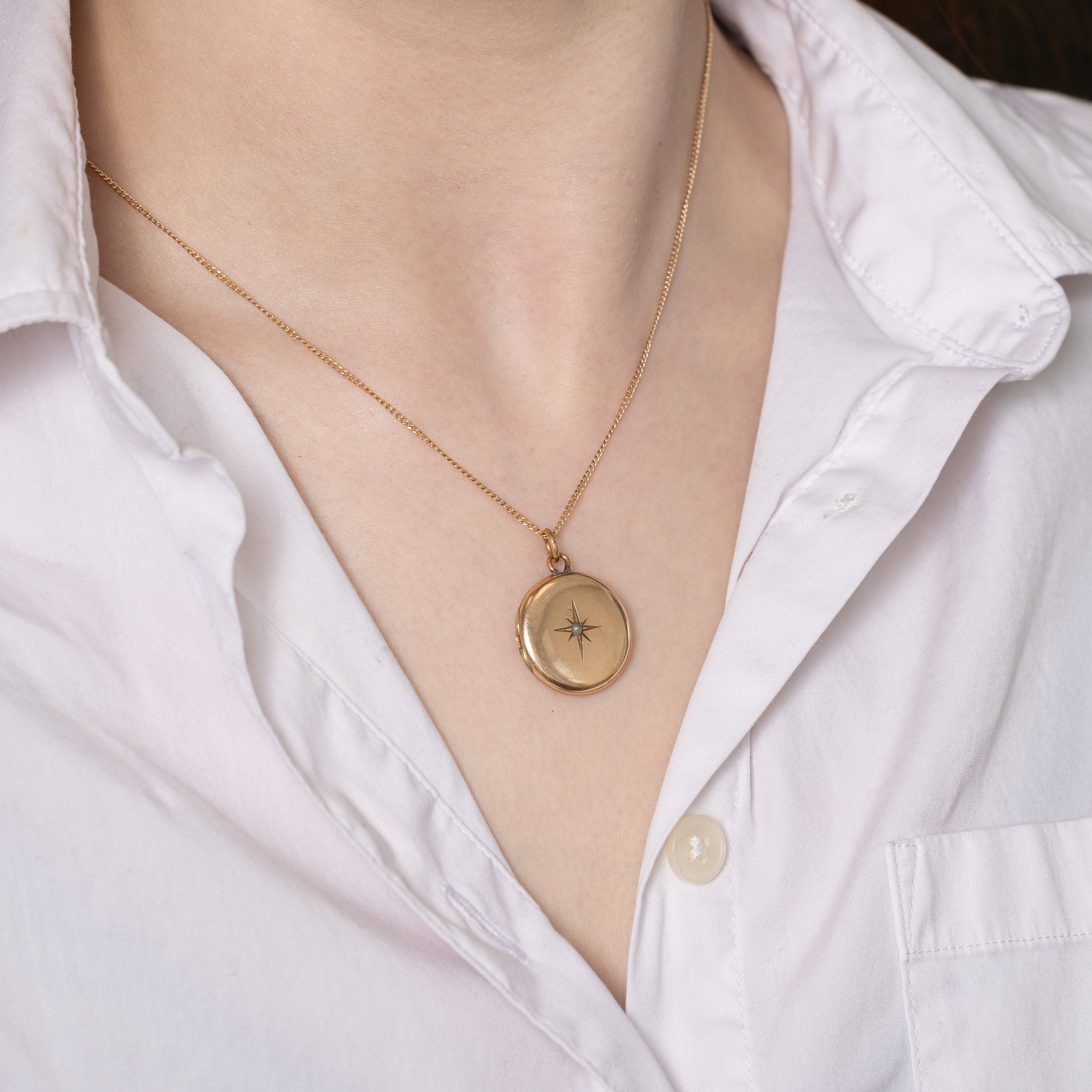 Star Set Seed Pearls Locket