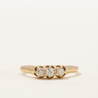 Vintage Three Stone Old European Cut Diamond Ring | 0.22ctw | SZ 6.25