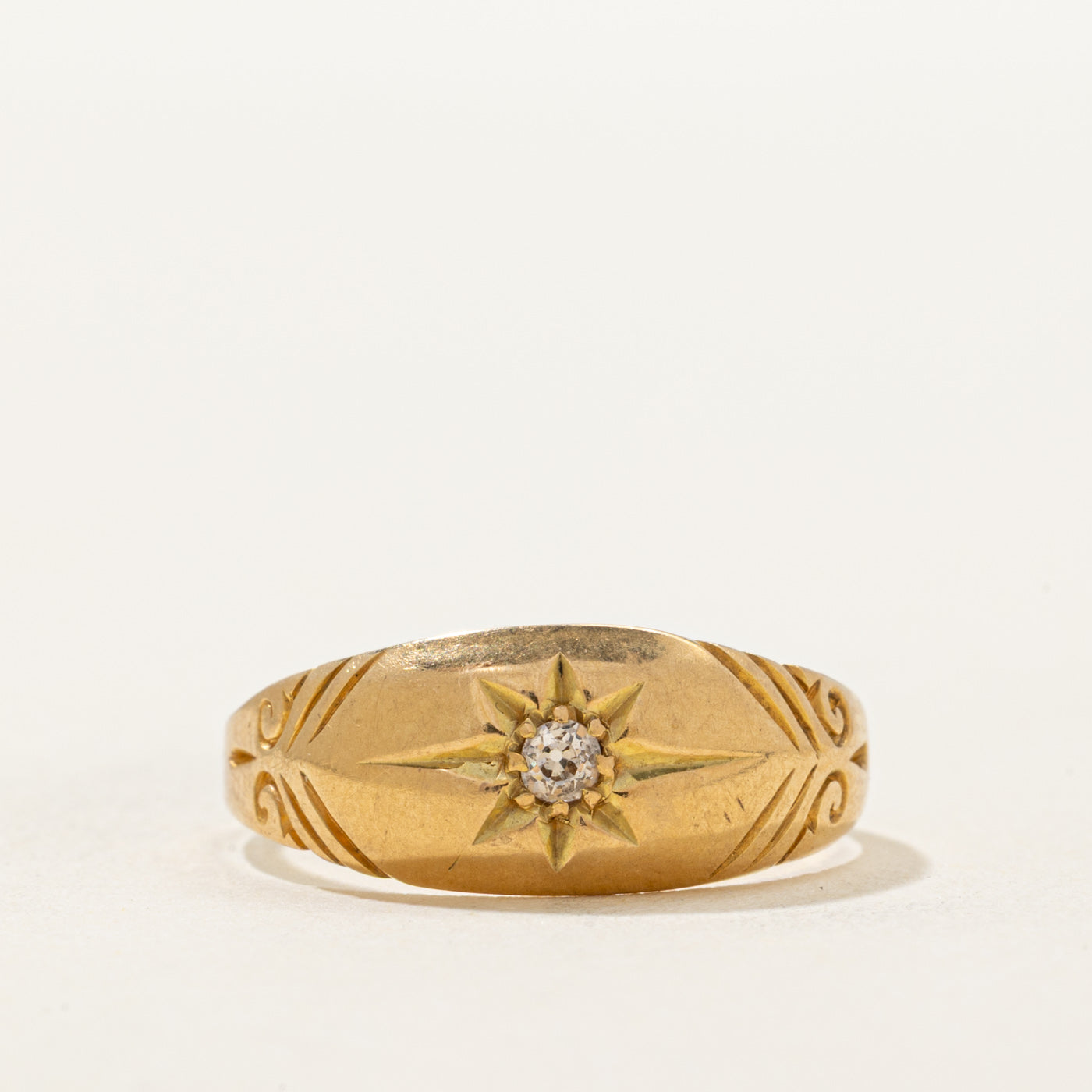 Antique Star Set Old European Cut Diamond Ring | 0.04ct | SZ 7.25