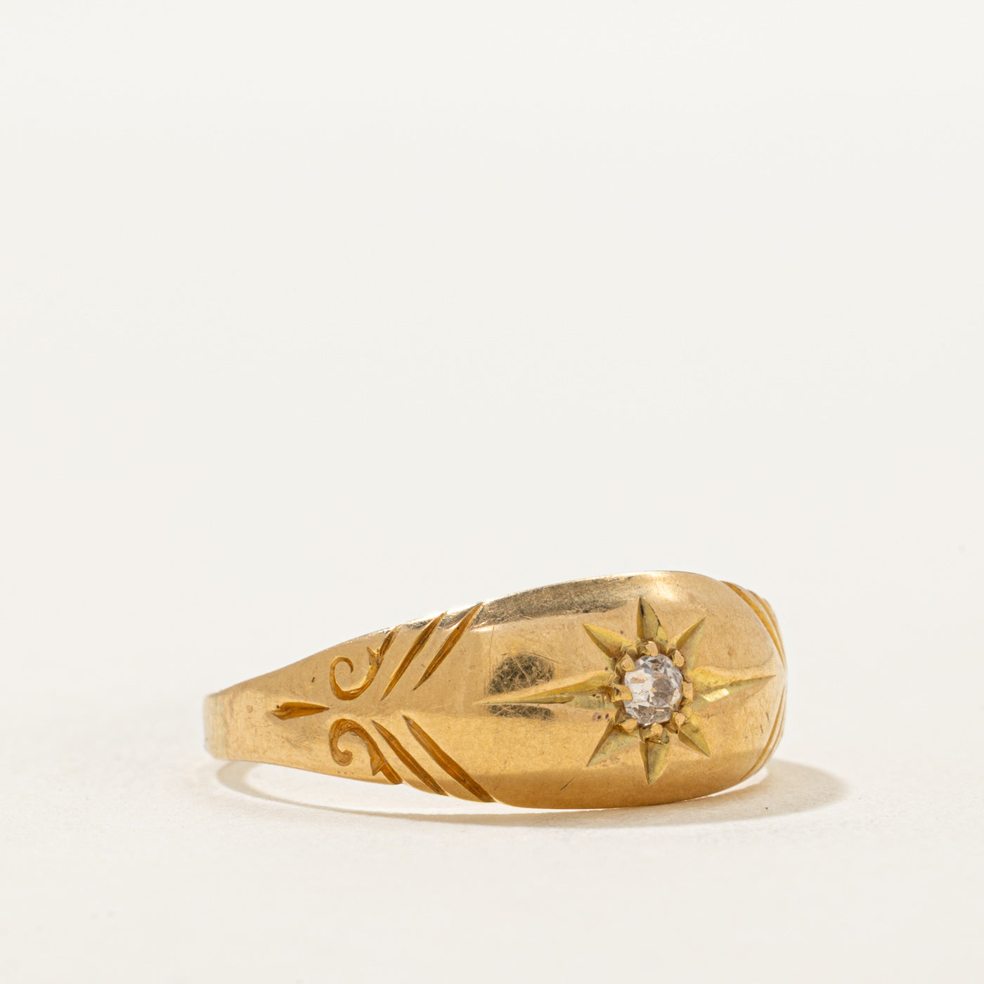 Antique Star Set Old European Cut Diamond Ring | 0.04ct | SZ 7.25
