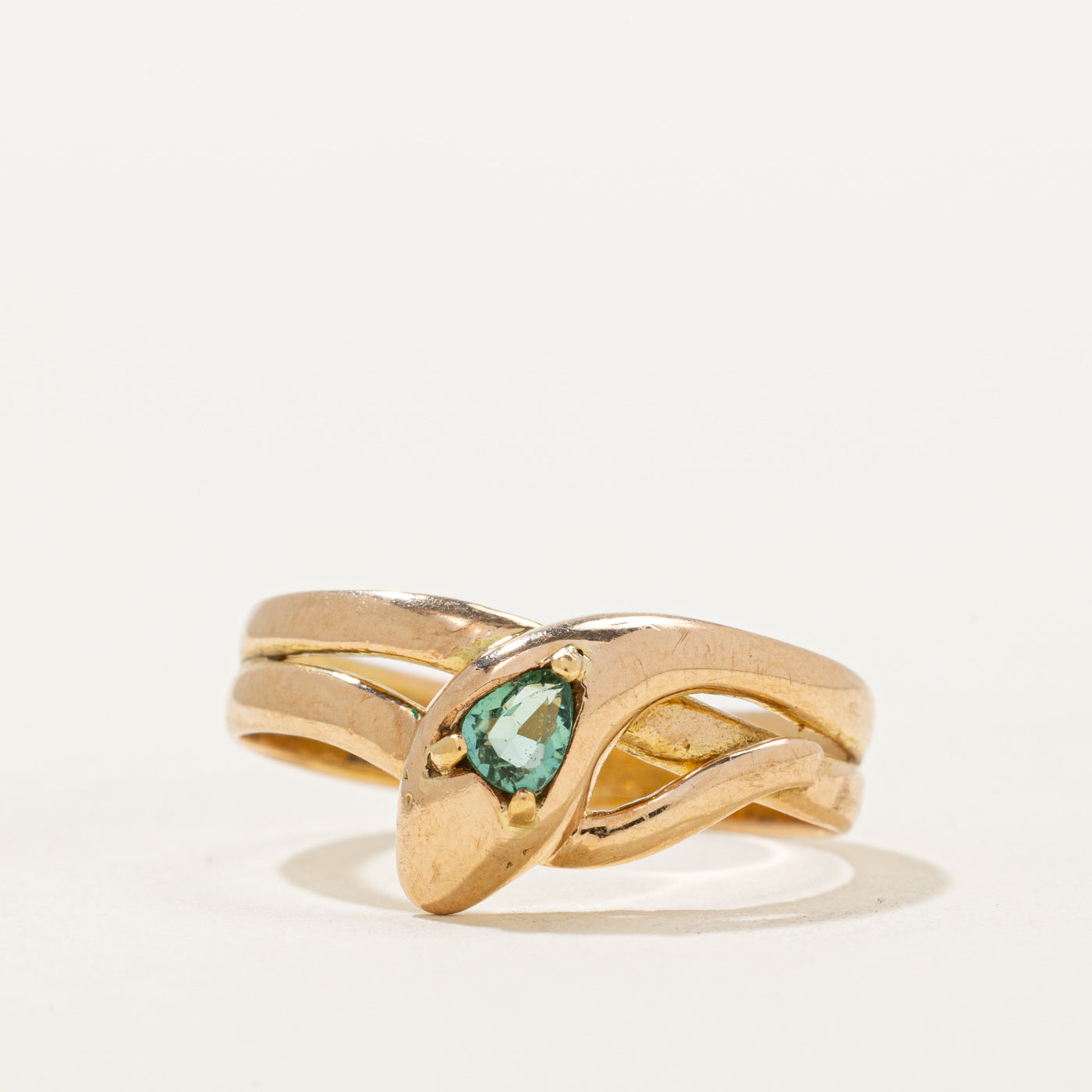 Green Tourmaline Snake Ring | 0.12ct | SZ 7.5