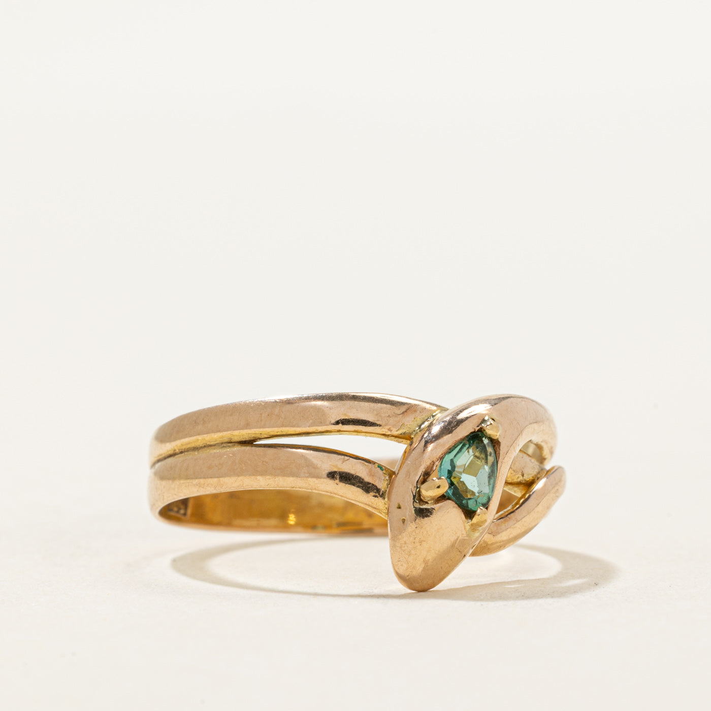 Green Tourmaline Snake Ring | 0.12ct | SZ 7.5