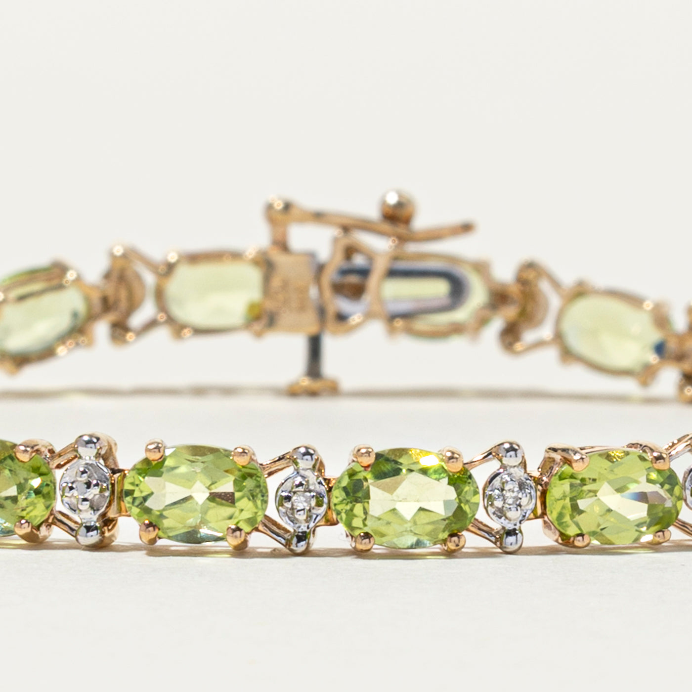 10k Peridot Gemstone Bracelet | 8.54ctw | 7"