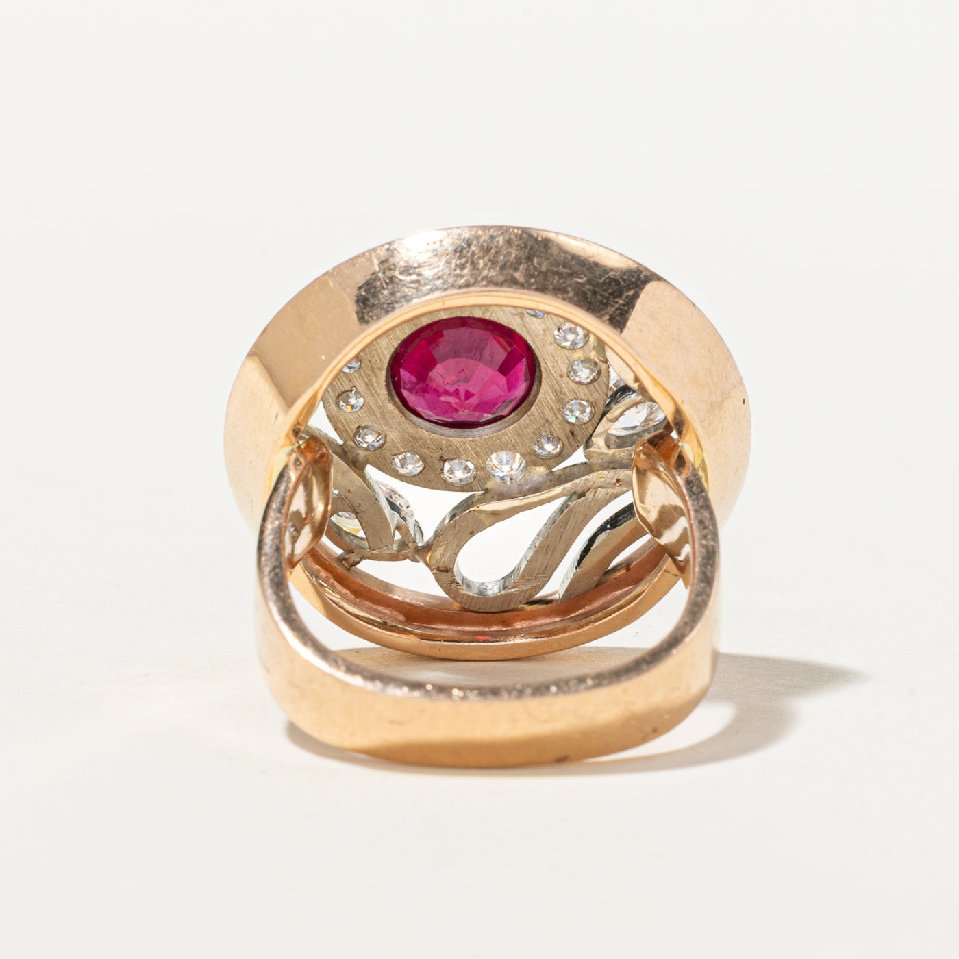 18k Glass Filled Ruby & Diamond Cocktail Ring | 1.42ct, 0.79ctw | SZ 7.75