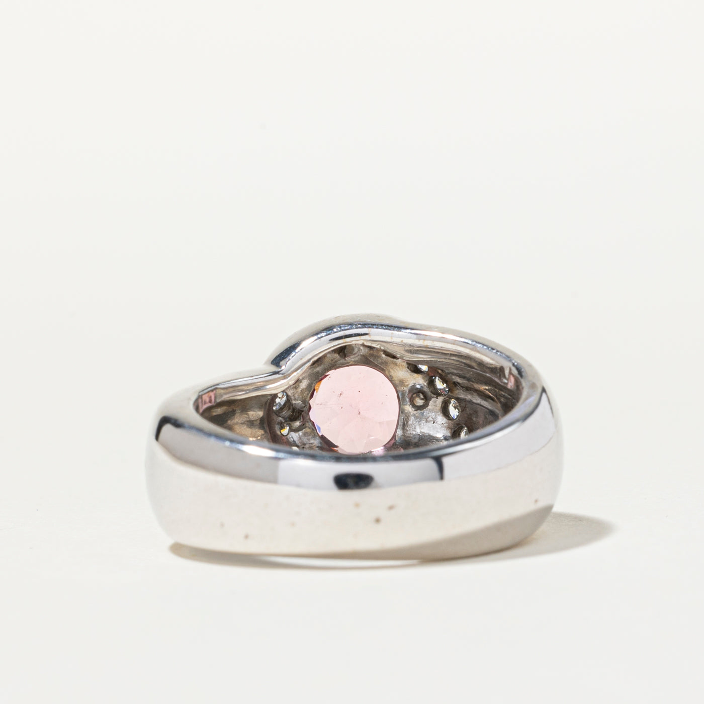 Pink Tourmaline & Diamond Semi Halo Cocktail Ring | 1.05ct, 0.31ctw | SZ 6