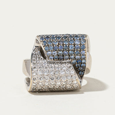 Sapphire & Diamond Waterfall Cocktail Ring | 1.08ctw, 0.89ctw | SZ 5