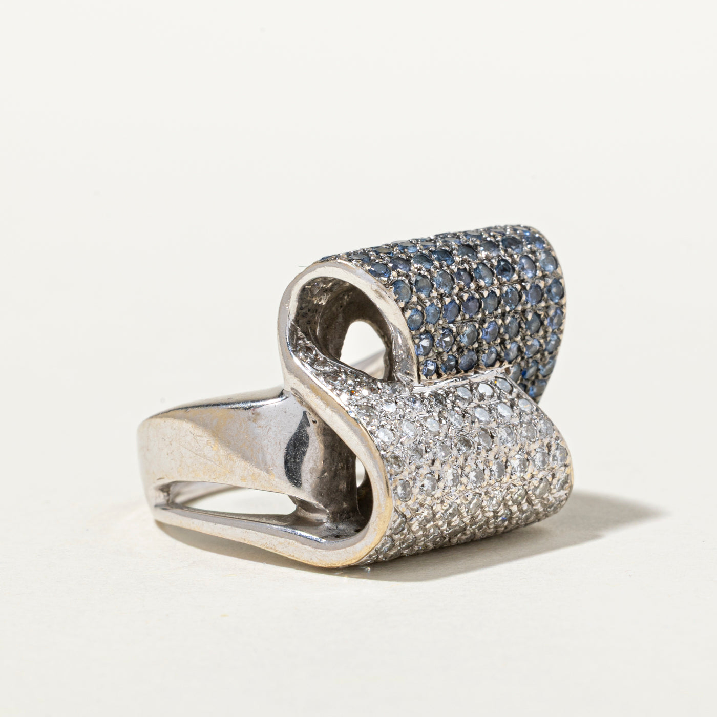 Sapphire & Diamond Waterfall Cocktail Ring | 1.08ctw, 0.89ctw | SZ 5