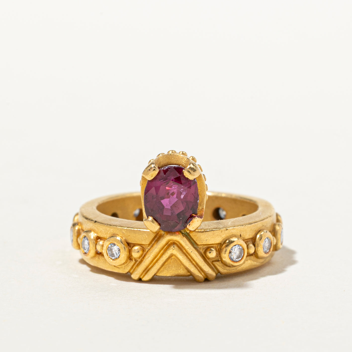 22k Ruby & Diamond Cocktail Ring | 1.01ct, 0.24ctw | SZ 5