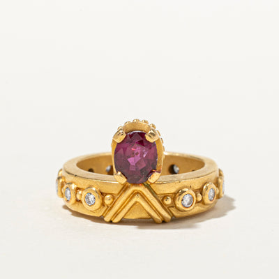 22k Ruby & Diamond Cocktail Ring | 1.01ct, 0.24ctw | SZ 5