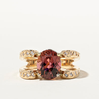 Tourmaline & Diamond Open Shank Ring | 3.18ct, 0.17ctw | SZ 7.25