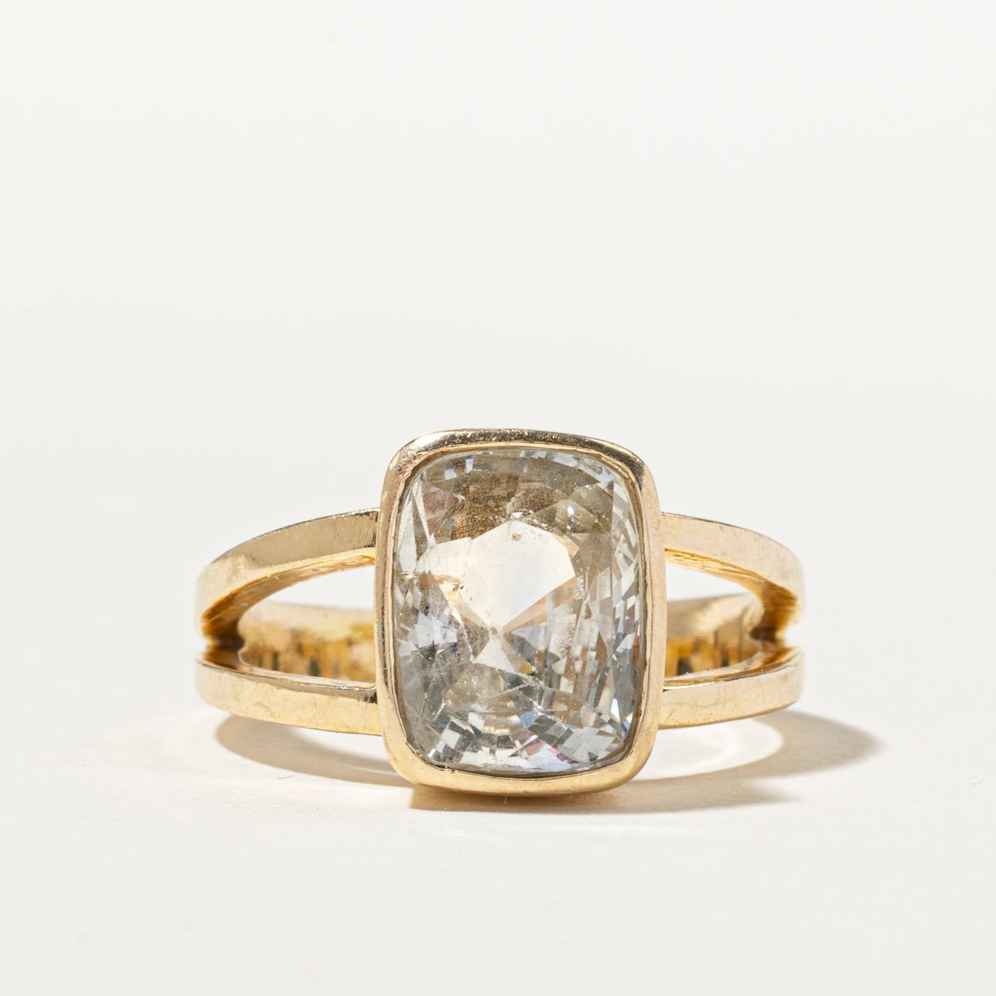 Bezel Set White Sapphire Open Shank Ring | 6.32ct | SZ 6