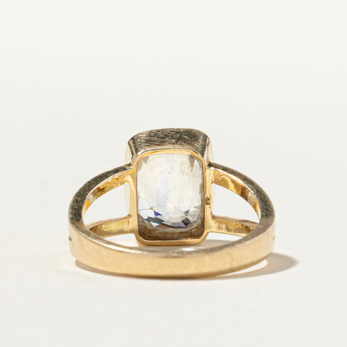Bezel Set White Sapphire Open Shank Ring | 6.32ct | SZ 6