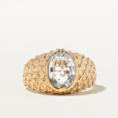 Solitaire Aquamarine Textured Chunky Ring | 2.22ct | SZ 10