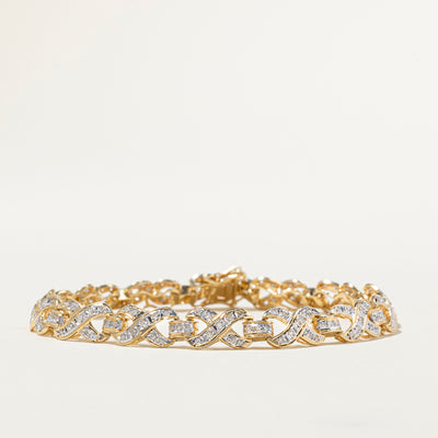 Diamond Cross Over Design Tennis Bracelet | 0.89ctw | 7.25