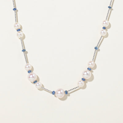 Sapphire Beads & Cultured Pearls Satellite Necklace | 22