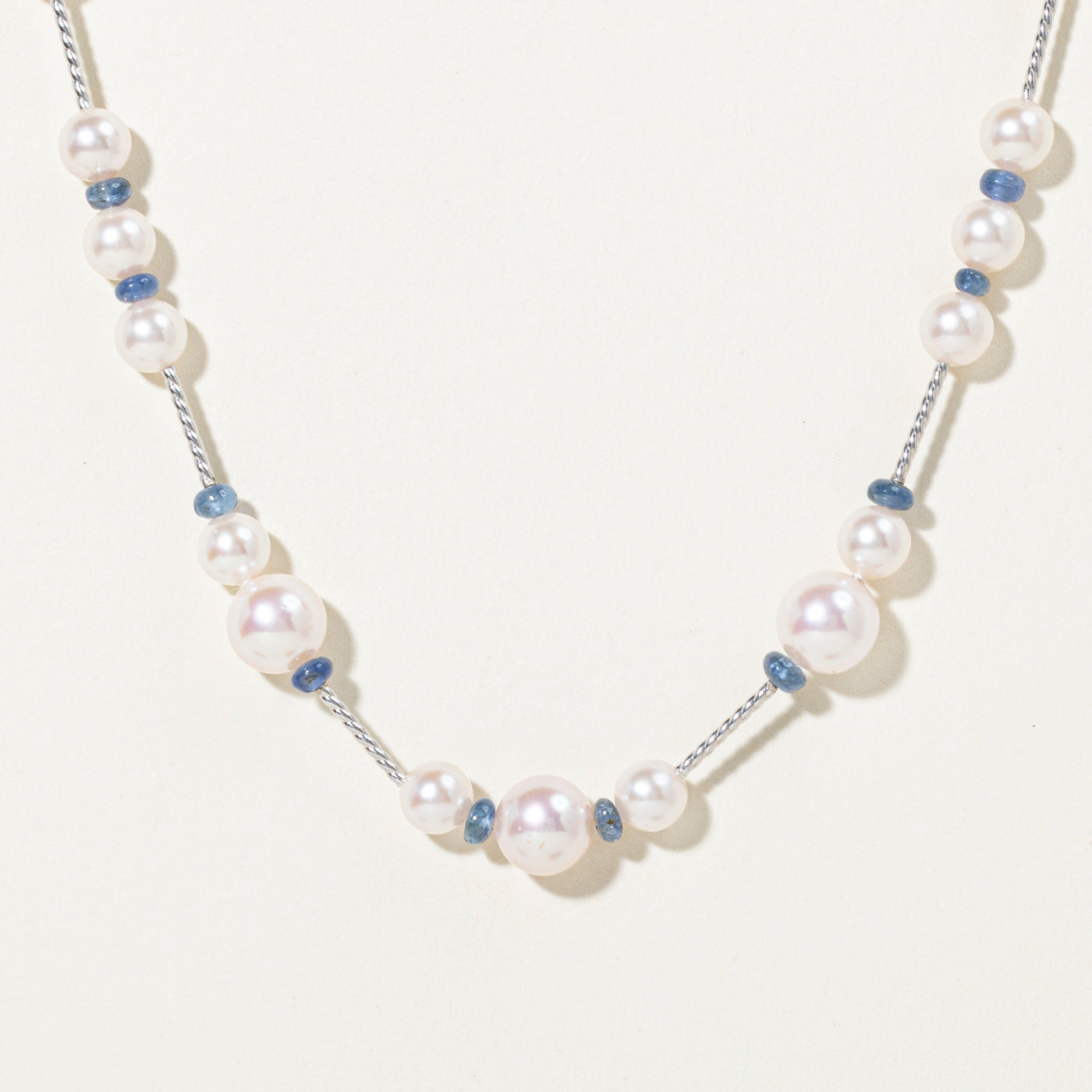 Sapphire Bead & Cultured Pearls Satellite Necklace | 21"