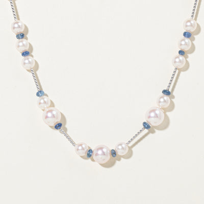 Sapphire Bead & Cultured Pearls Satellite Necklace | 21