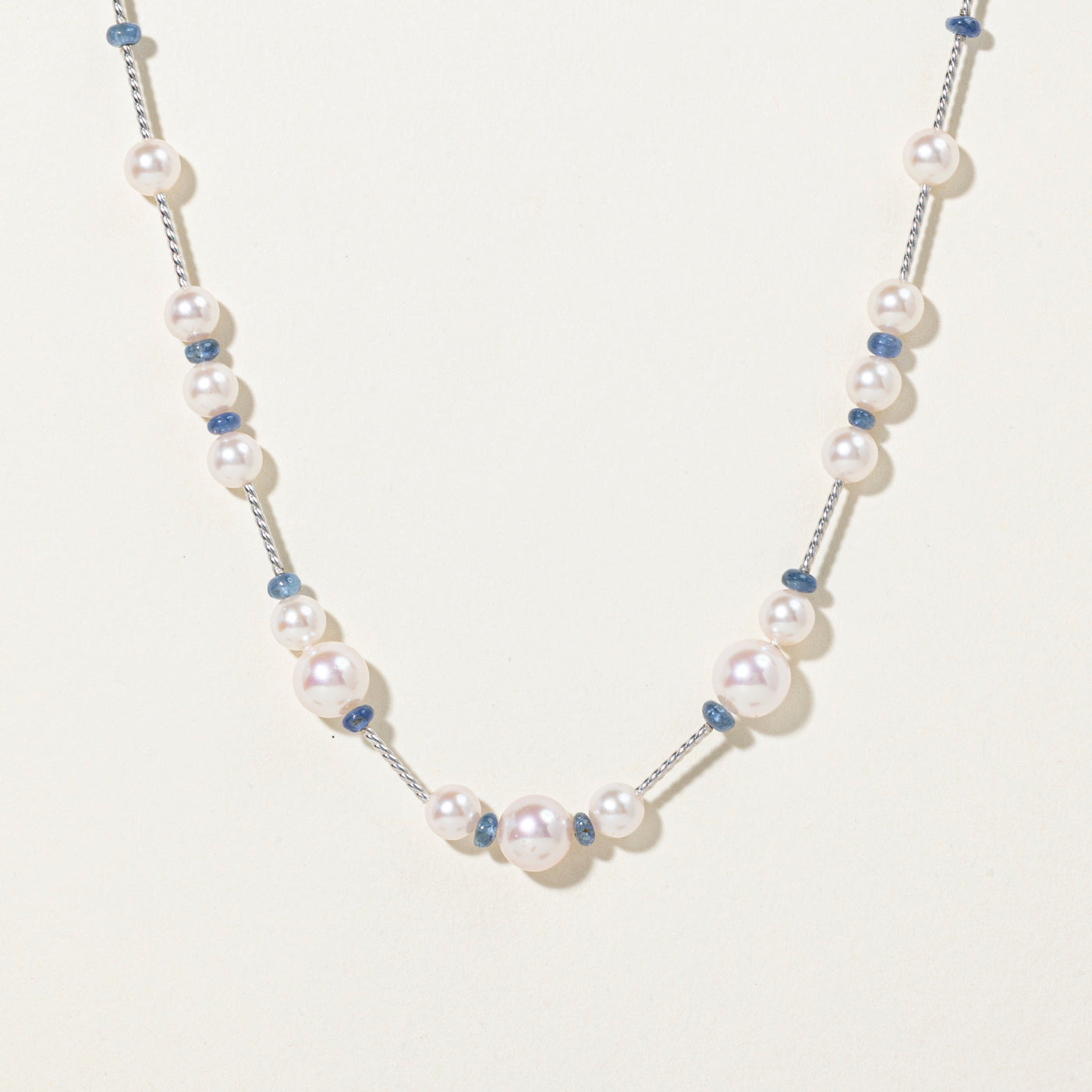 Sapphire Bead & Cultured Pearls Satellite Necklace | 21"