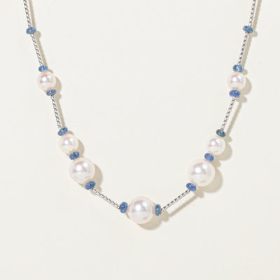 Sapphire Bead & Cultured Pearls Satellite Necklace | 19