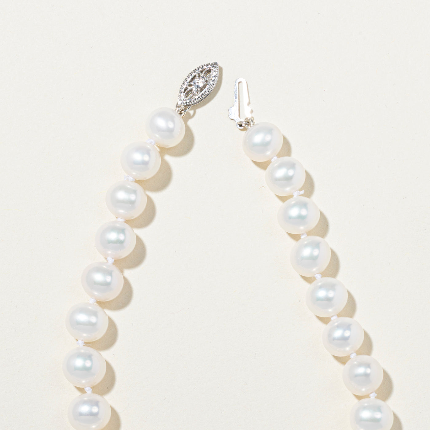 14k White Gold Pearl Strand Bracelet | 8"