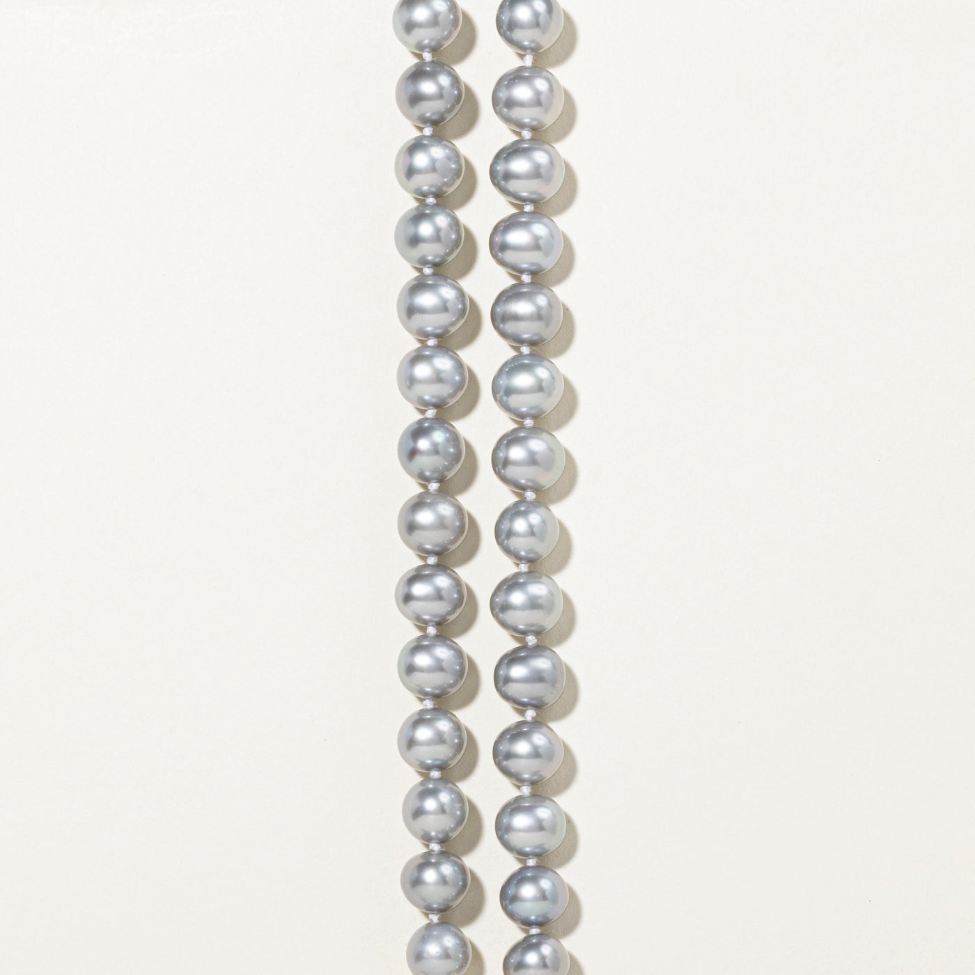 14k Grey Pearl Strand Necklace & Stud Earrings | 17"