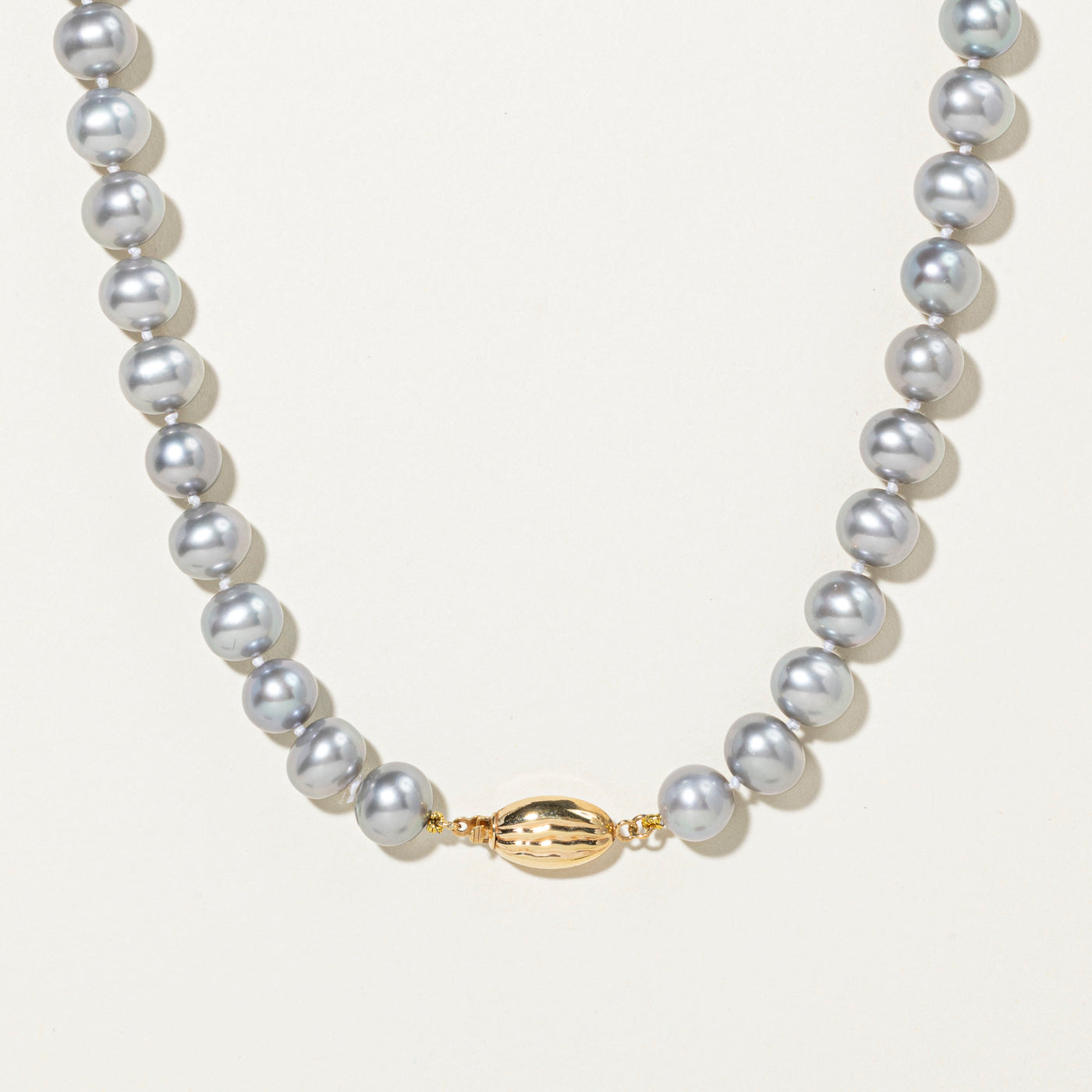 14k Grey Pearl Strand Necklace & Stud Earrings | 17"