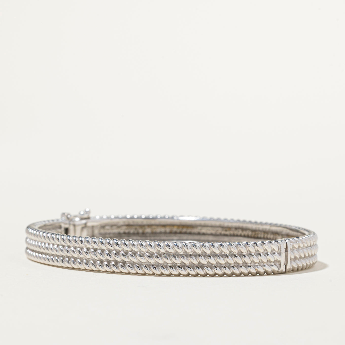 14k Layered Rope Textured Bangle | 6.5"