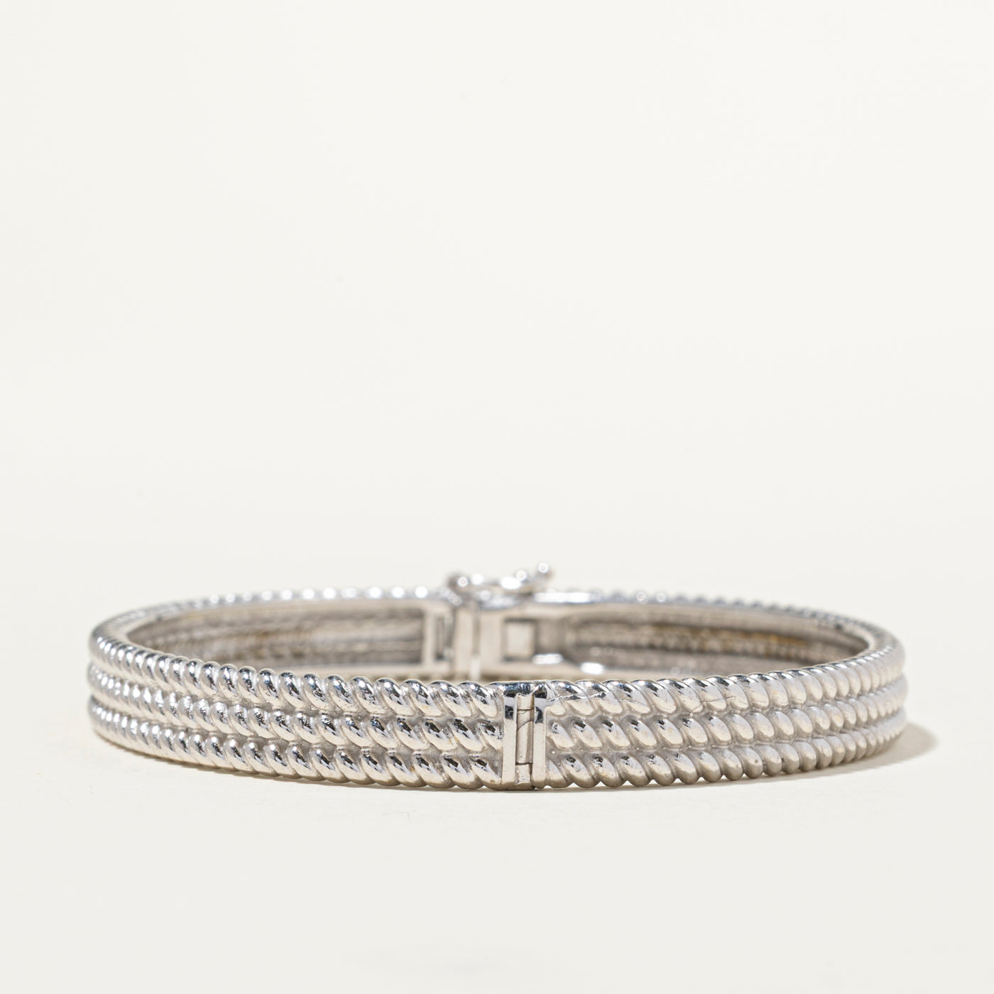 14k Layered Rope Textured Bangle | 6.5