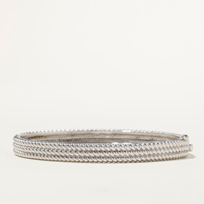 14k Layered Rope Textured Bangle | 6.5