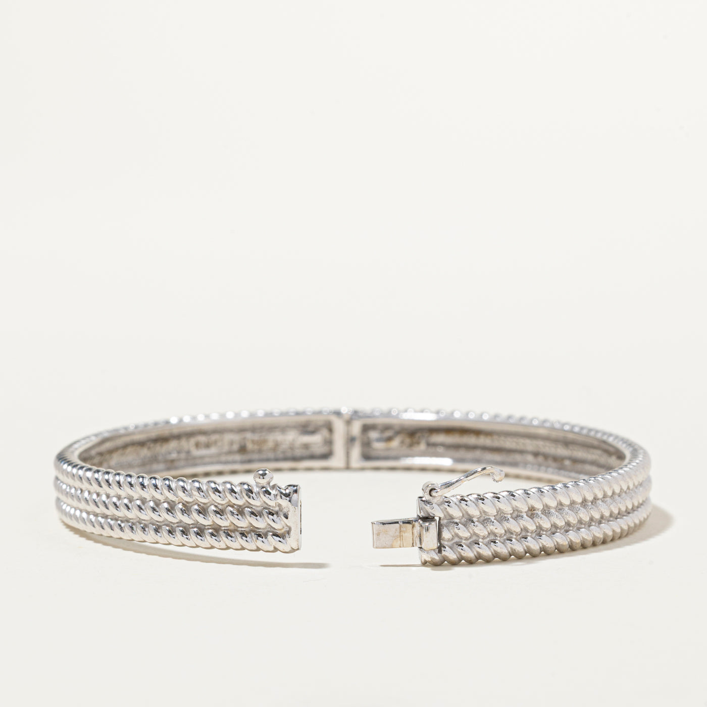 14k Layered Rope Textured Bangle | 6.5"