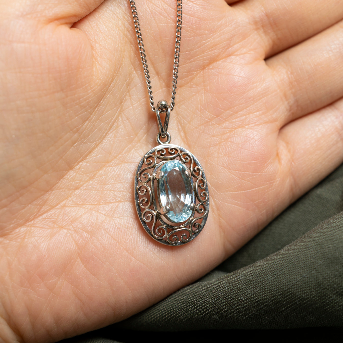 Aquamarine Large Pendant Necklace | 4.38ct | 14"