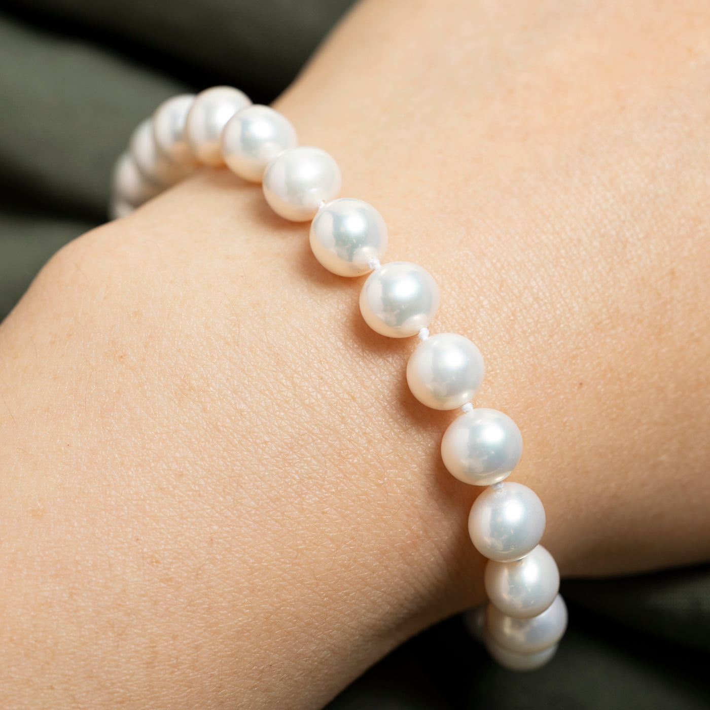 14k White Gold Pearl Strand Bracelet | 8"