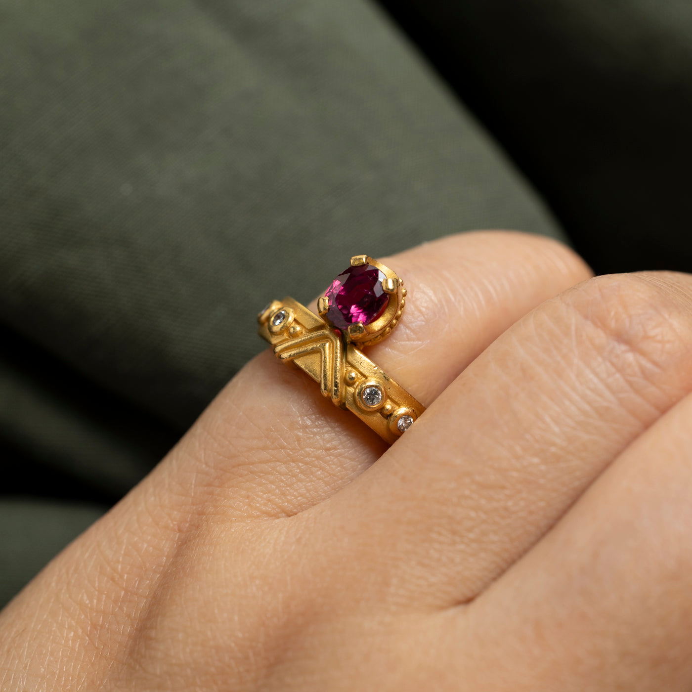 22k Ruby & Diamond Cocktail Ring | 1.01ct, 0.24ctw | SZ 5