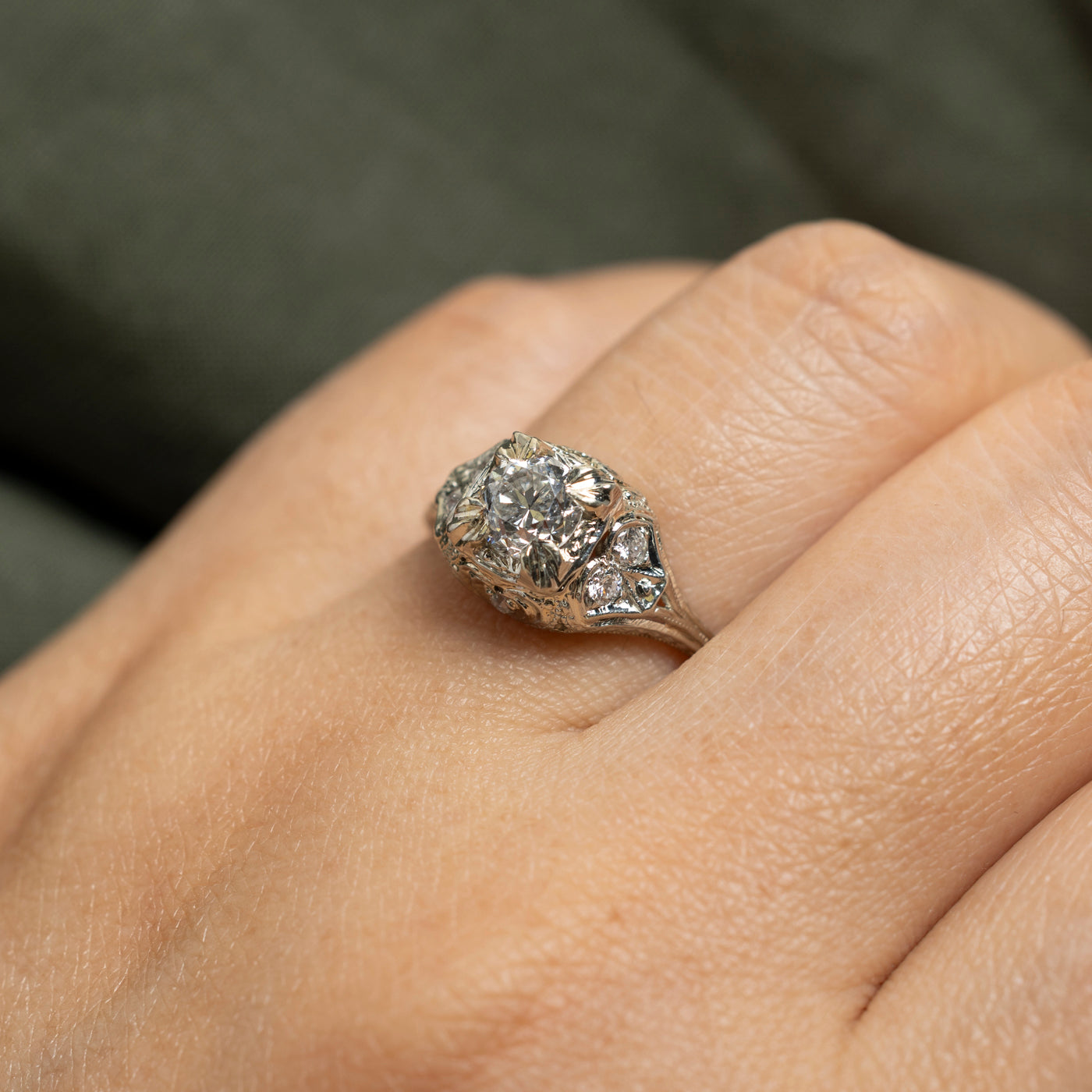 Vintage Diamond Ornate Ring | 0.82ctw | SZ 8