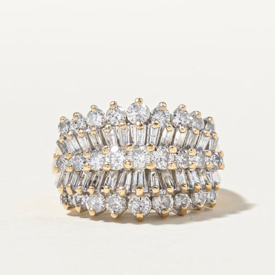 Multi Row Mixed Cut Diamond Cocktail Ring | 1.66ctw | SZ 6