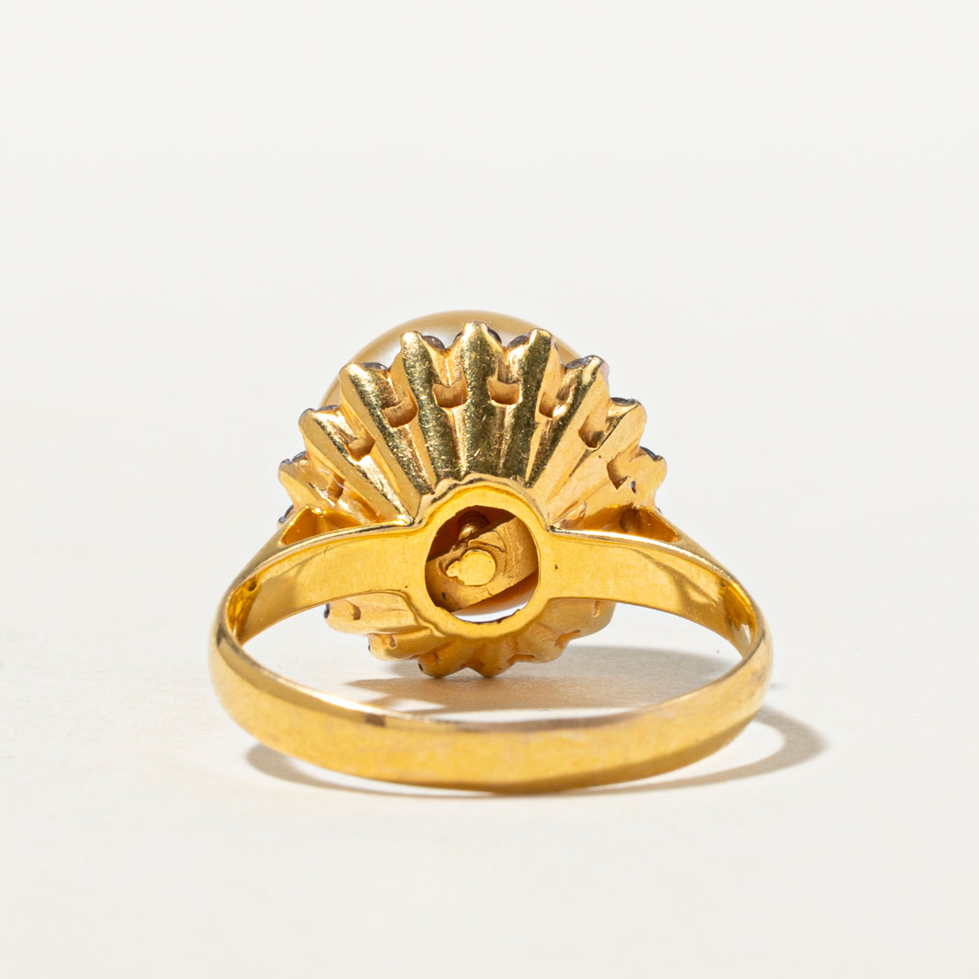 South Sea Pearl & Diamond Petal Cocktail Ring | 0.38ctw | SZ 7.5