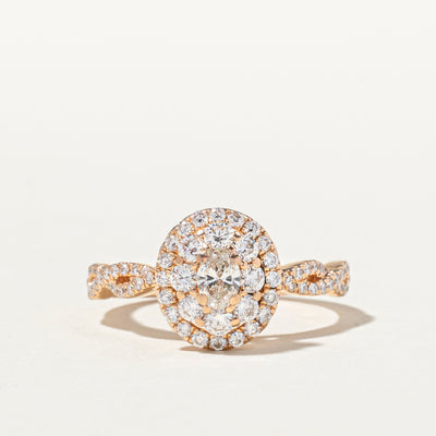 14k Oval Cut Diamond Double Halo Ring | 1.06ctw | SZ 6.75