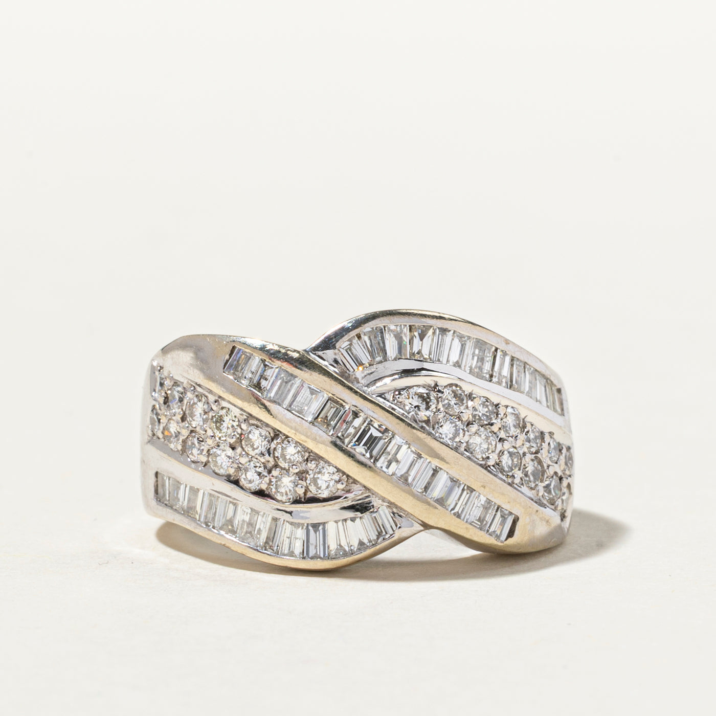 Mixed Cut Diamond Cross Over Ring | 1.33ctw | SZ 5.25
