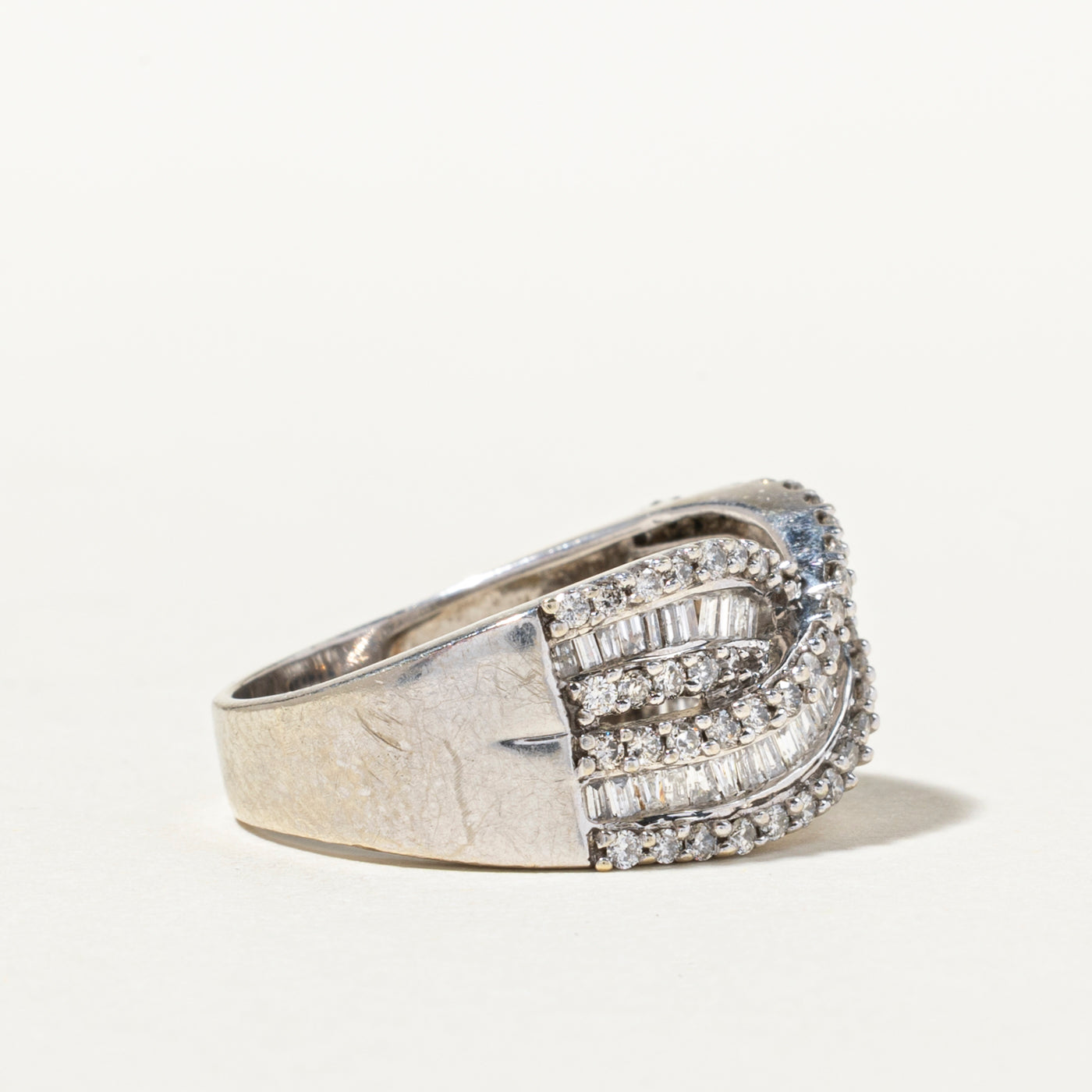 Multi Cut Diamond Crossover Ring | 1.13ctw | SZ 7