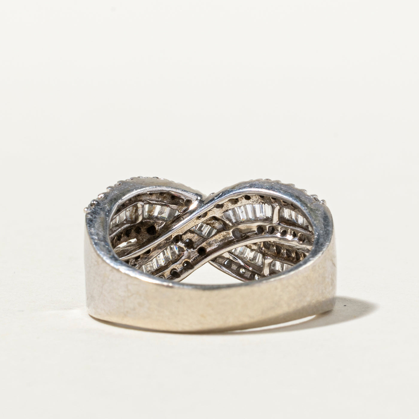 Multi Cut Diamond Crossover Ring | 1.13ctw | SZ 7