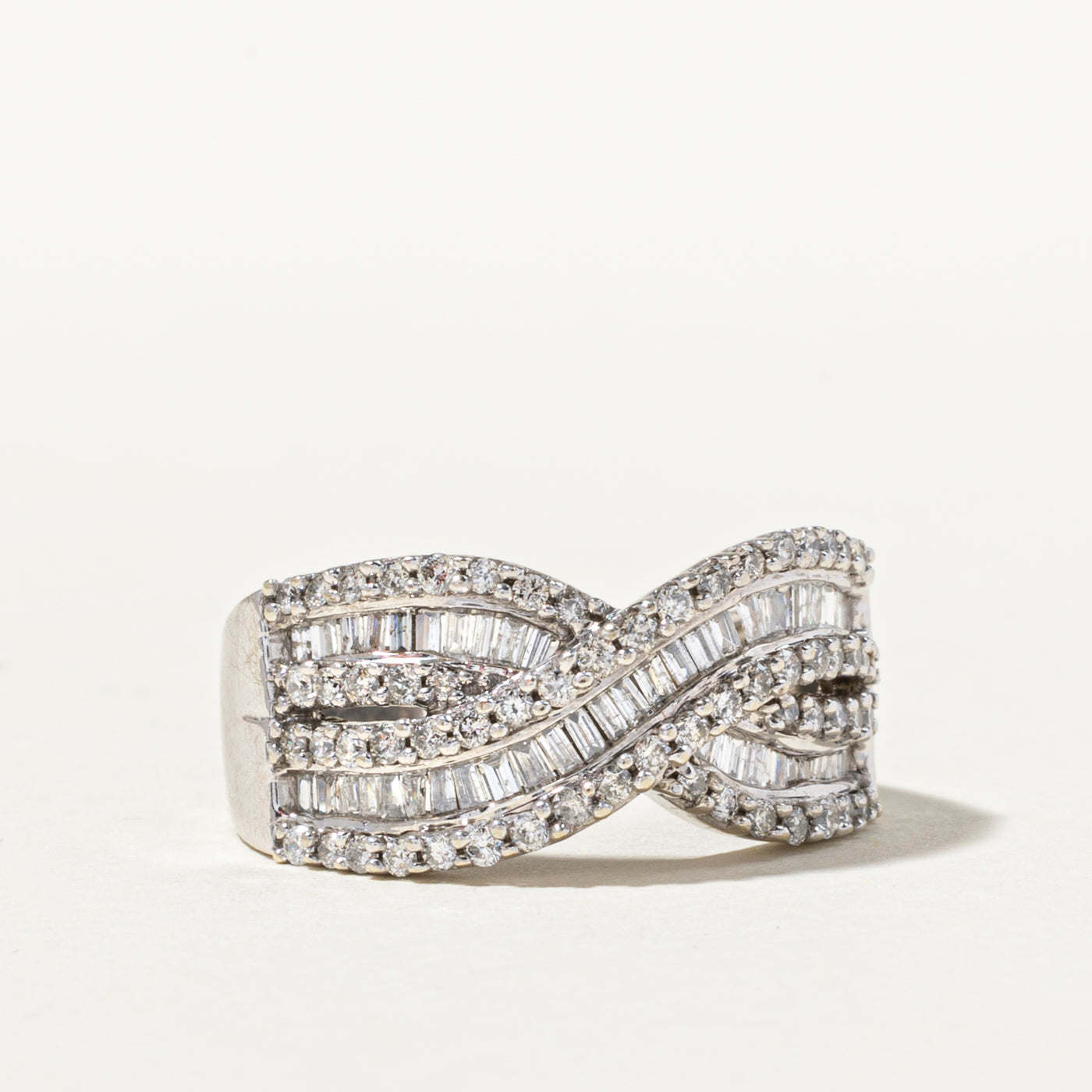 Multi Cut Diamond Crossover Ring | 1.13ctw | SZ 7