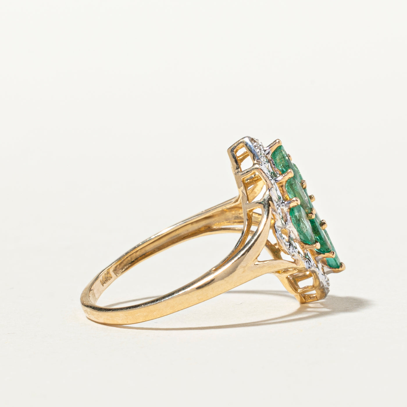 Bague cocktail émeraude et diamants | 0,59 ct, 0,02 ct | Taille 6